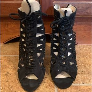 Nine West black cage sandals